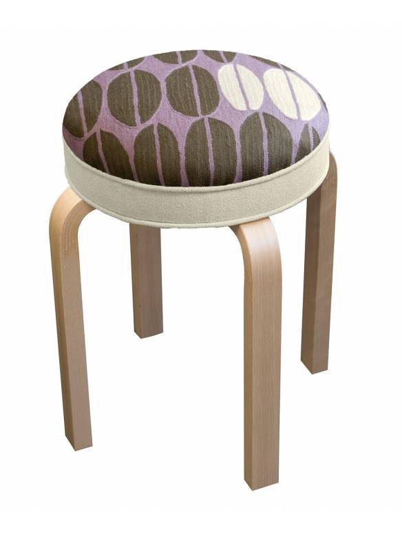 Judy Ross Textiles Hand-made Seeds Stool Furniture lilac/fig/cream