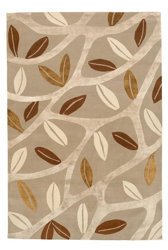 Judy Ross Hand-Knotted Custom Wool Branches Rug iron/oyster/lime/parchment