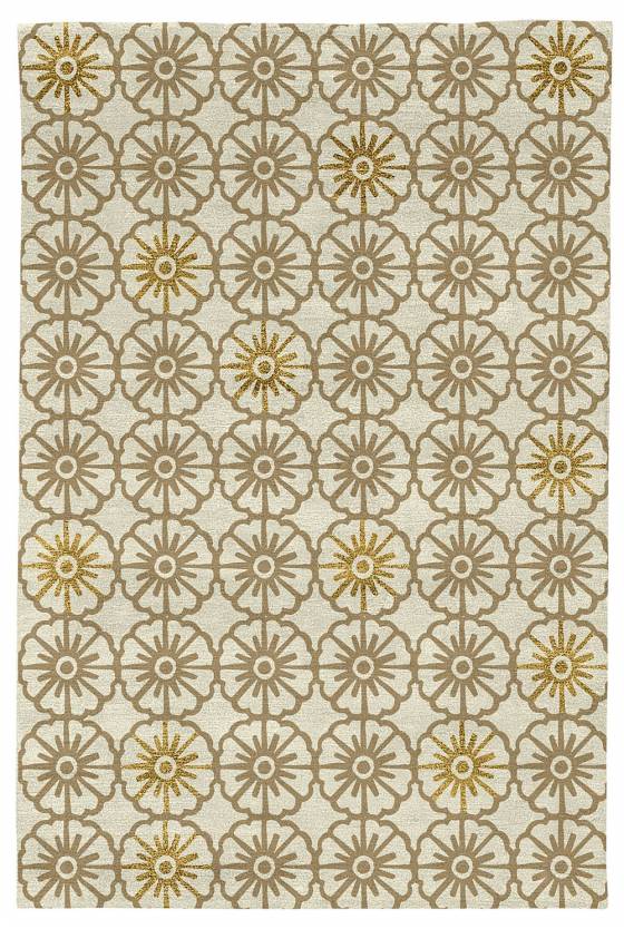 Judy Ross Hand-Knotted Custom Wool Small Pinwheels Rug pewter/parchment/yellow