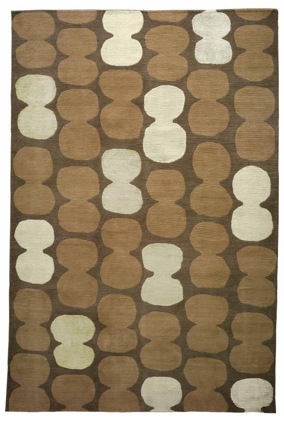 Judy Ross Hand-Knotted Custom Wool Tabla Rug oyster/parchment/marine/midnight