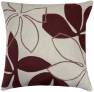 Judy Ross Textiles Hand-Embroidered Chain Stitch Flora Throw Pillow oyster/merlot/mauve