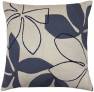 Judy Ross Textiles Hand-Embroidered Chain Stitch Flora Throw Pillow oyster/slate/navy