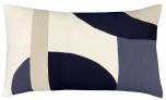 Judy Ross Textiles Hand-Embroidered Chain Stitch LUNA 14x24 Throw Pillow cream/navy/slate/oyster