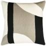 Judy Ross Textiles Hand-Embroidered Chain Stitch Luna Throw Pillow smoke/cream/black