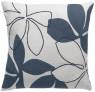 Judy Ross Textiles Hand-Embroidered Chain Stitch Flora Throw Pillow cream/slate/navy